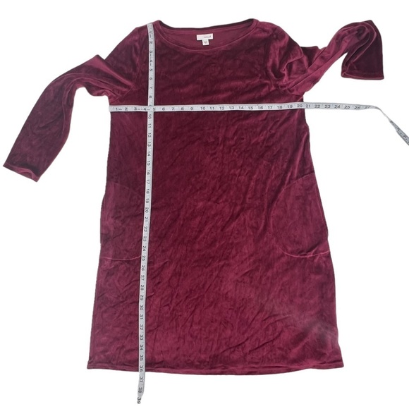 J. Jill pure jill Red Velour Long Sleeve Pocket Mini Dress Size M Women's - Picture 4 of 5